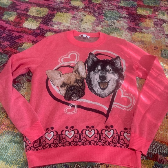 Pink Sweater with Dog Design - Picture 1 of 4